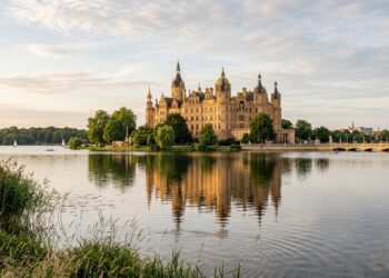 Situado em uma ilha e com 653 cômodos, o palácio de 1857 destaca-se como uma das residências reais mais imponentes e admiráveis de todo o território alemão