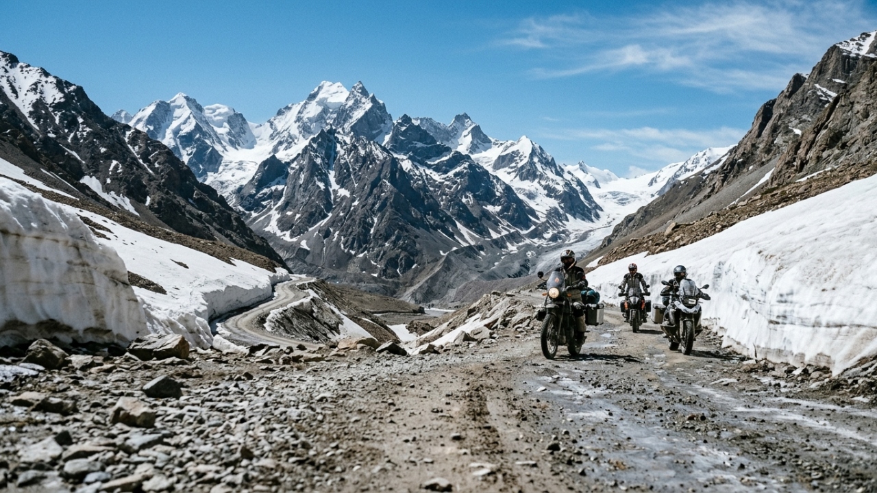 Viajantes que encaram a travessia de 428 quilômetros no Himalaia precisam dirigir entre paredes de neve que chegam a incríveis 10 metros de altura nos meses mais frios