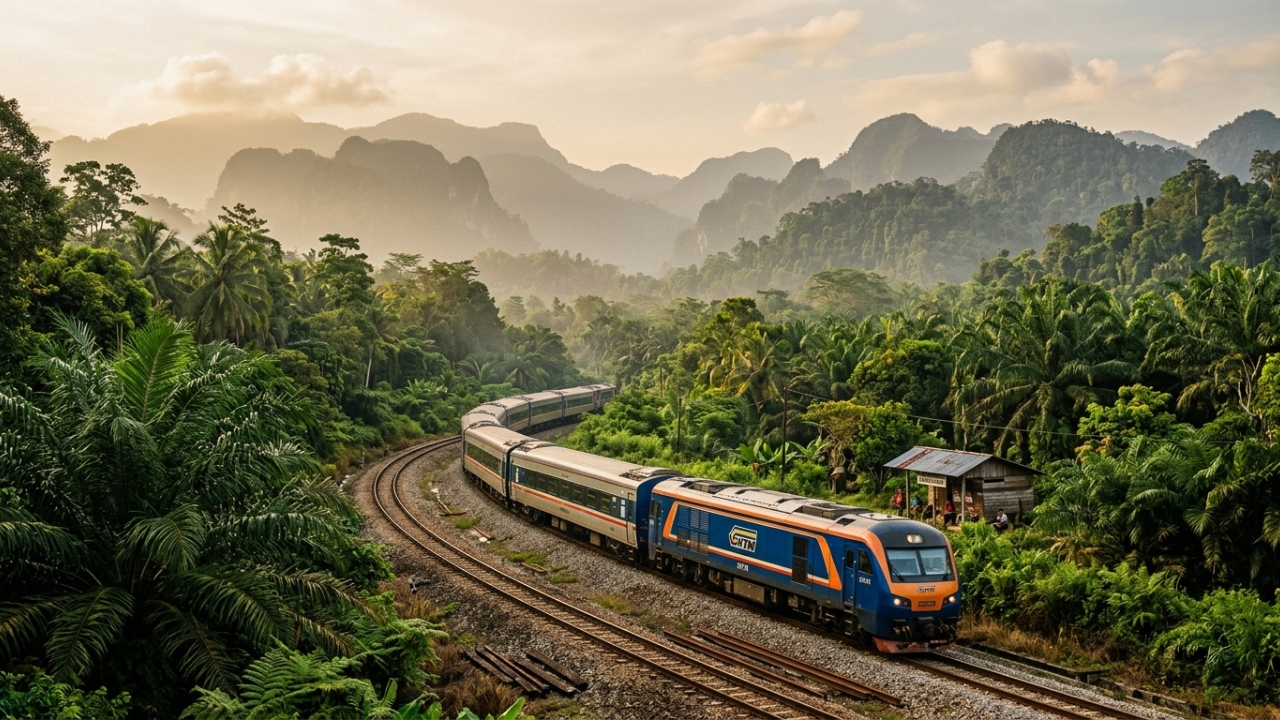 O trem que atravessa a selva tropical da Tailândia até as portas de Cingapura passa por paisagens que parecem saídas de um filme