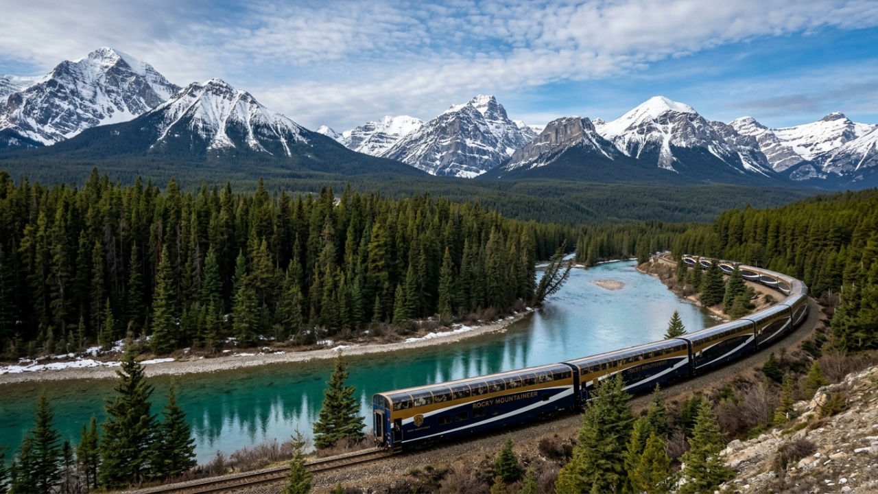 Fundado em 1990 e eleito a melhor experiência ferroviária, o trem canadense cruza as Rochosas em rotas de luxo exclusivas