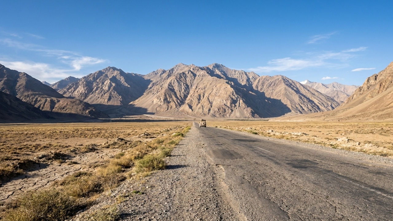 Com 1.252 km de extensão e 4.655 metros de altitude, a rodovia Pamir surge como uma das estradas internacionais mais altas e isoladas do mundo