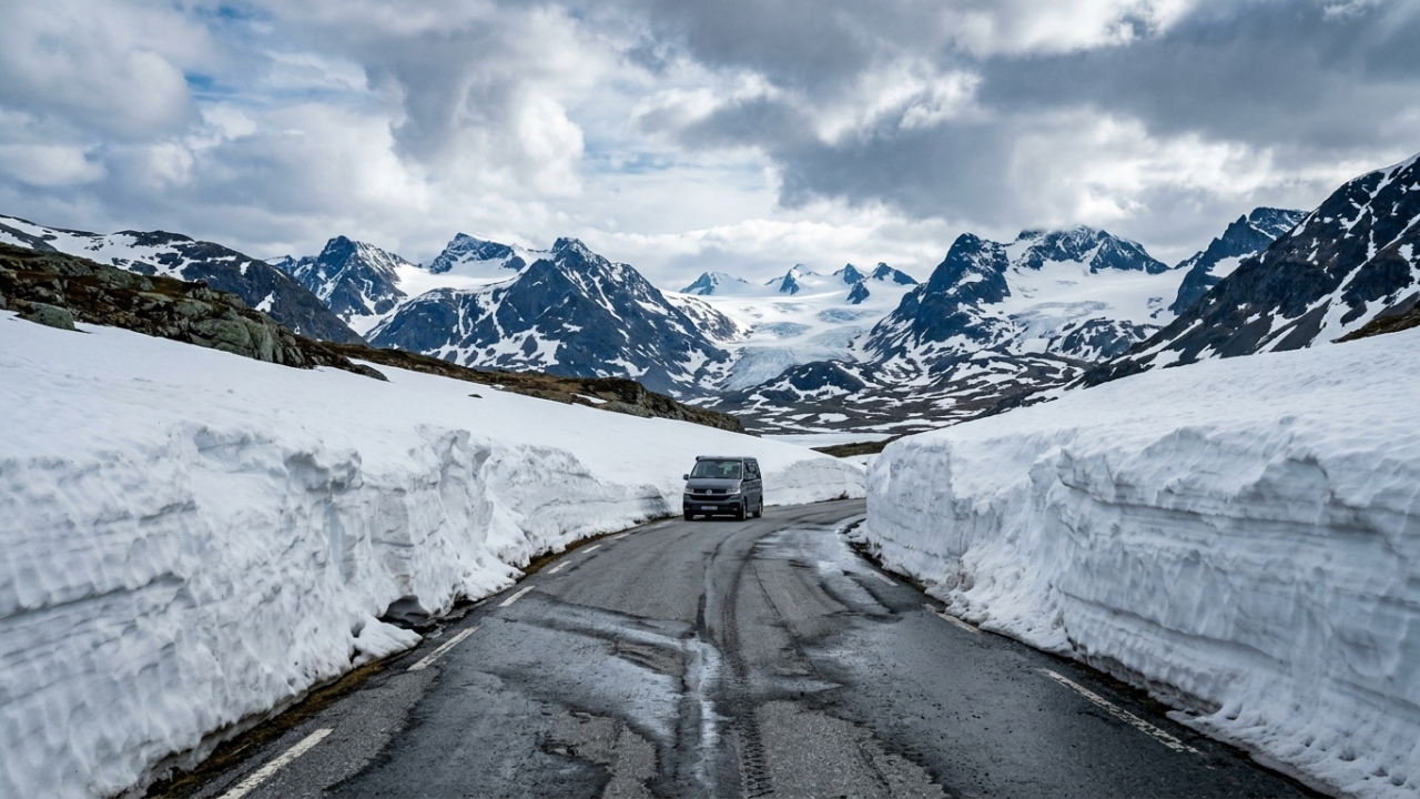 A rodovia norueguesa atinge 1.434 metros de altura; unindo fiordes a geleiras, ela surge como a passagem de montanha mais alta do norte da Europa