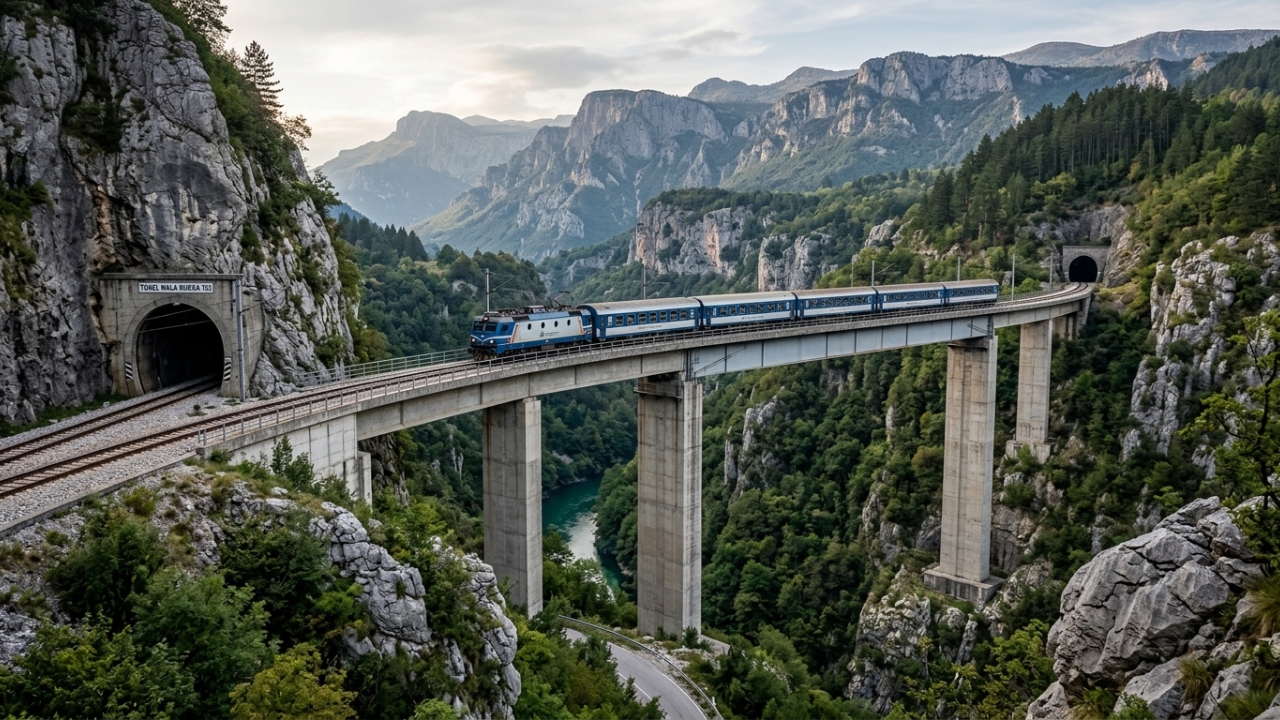 A ferrovia que atravessa 254 túneis e flutua sobre abismos de 200 metros nos Bálcãs é uma das mais impressionantes do mundo