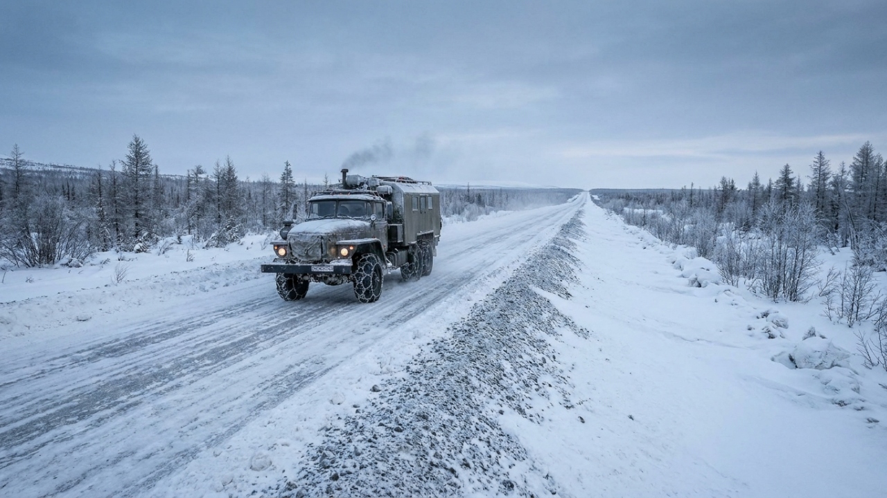 Com 2.032 km de extensão e temperaturas de -60°C, a rodovia de Kolyma surge como a estrada mais gelada e perigosa de todo o planeta
