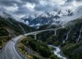 Com 920 metros a rodovia Arthur's Pass SH73 cruza os Alpes do Sul