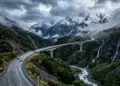 Com 920 metros a rodovia Arthur's Pass SH73 cruza os Alpes do Sul