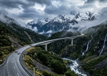 Com 920 metros a rodovia Arthur's Pass SH73 cruza os Alpes do Sul