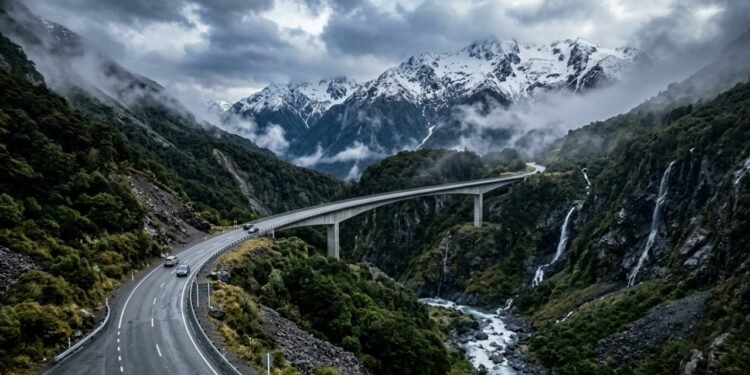 Com 920 metros a rodovia Arthur's Pass SH73 cruza os Alpes do Sul