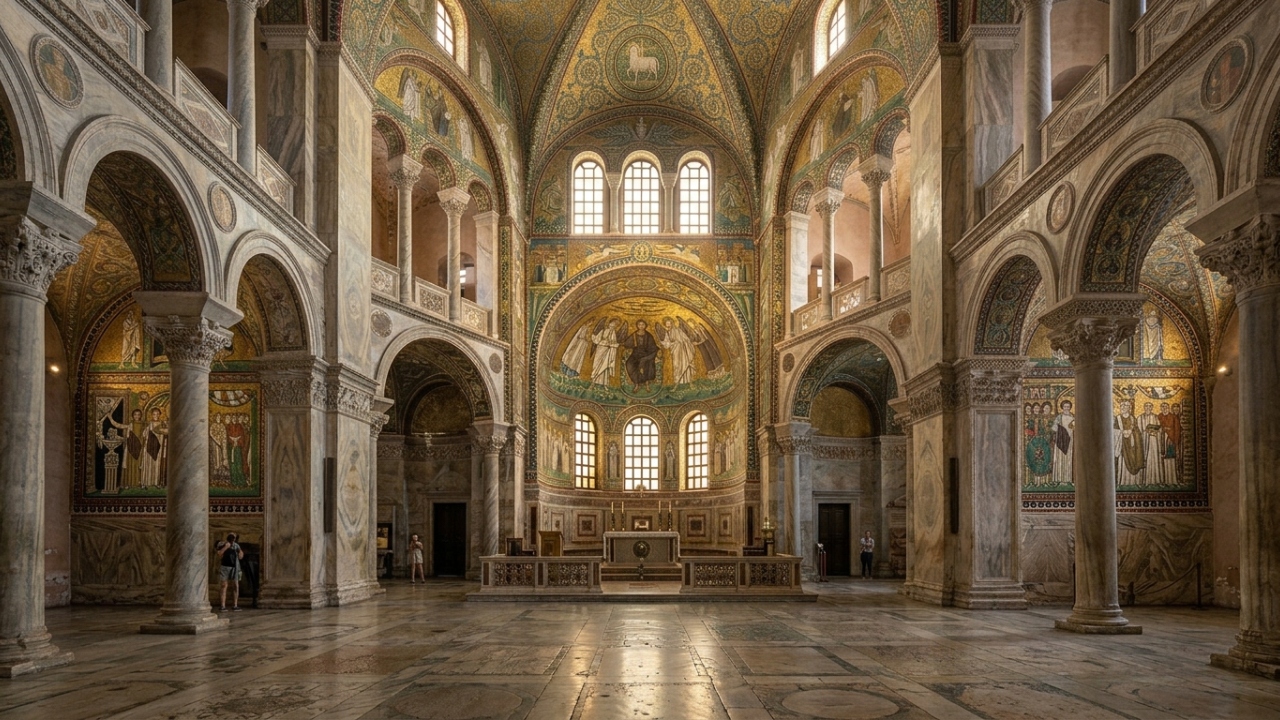 Datada de 547 d.C., a estrutura bizantina guarda mosaicos de ouro que a tornam um dos templos mais bem preservados da arte paleocristã no mundo