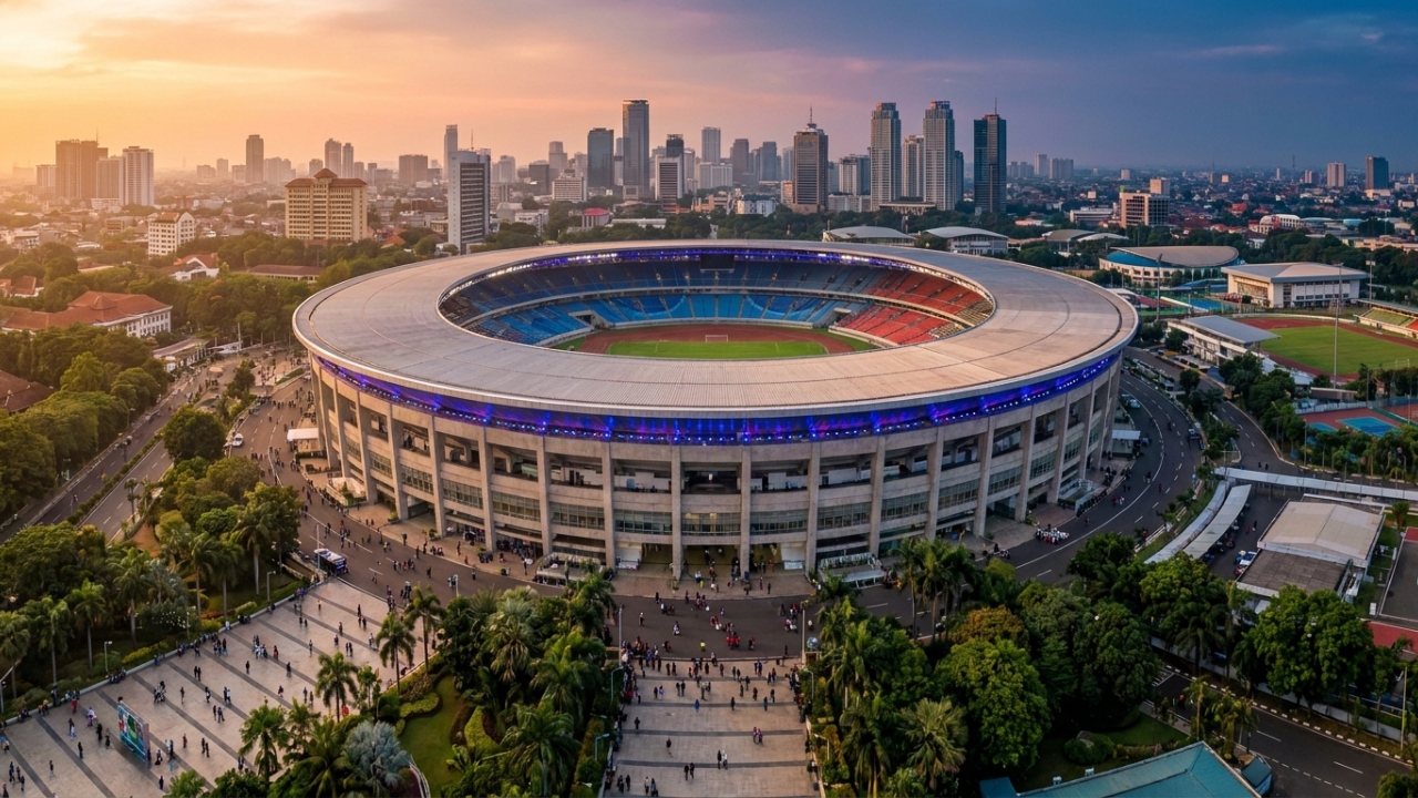 Com capacidade para 77.193 pessoas e inaugurado em 1962, o estádio na Indonésia surge como um recorde de engenharia no sudeste asiático