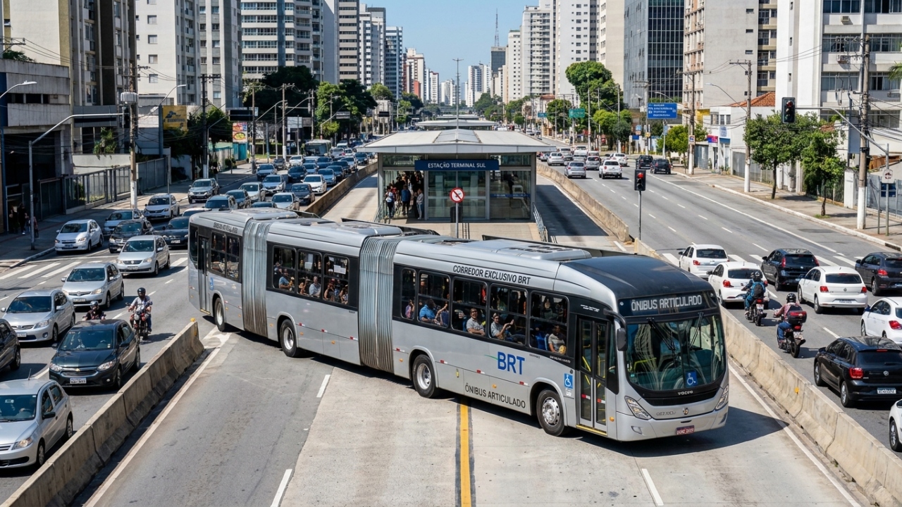 Com 30 metros de comprimento e espaço para 300 passageiros, o gigante biarticulado corta os custos operacionais em 40% nos corredores exclusivos