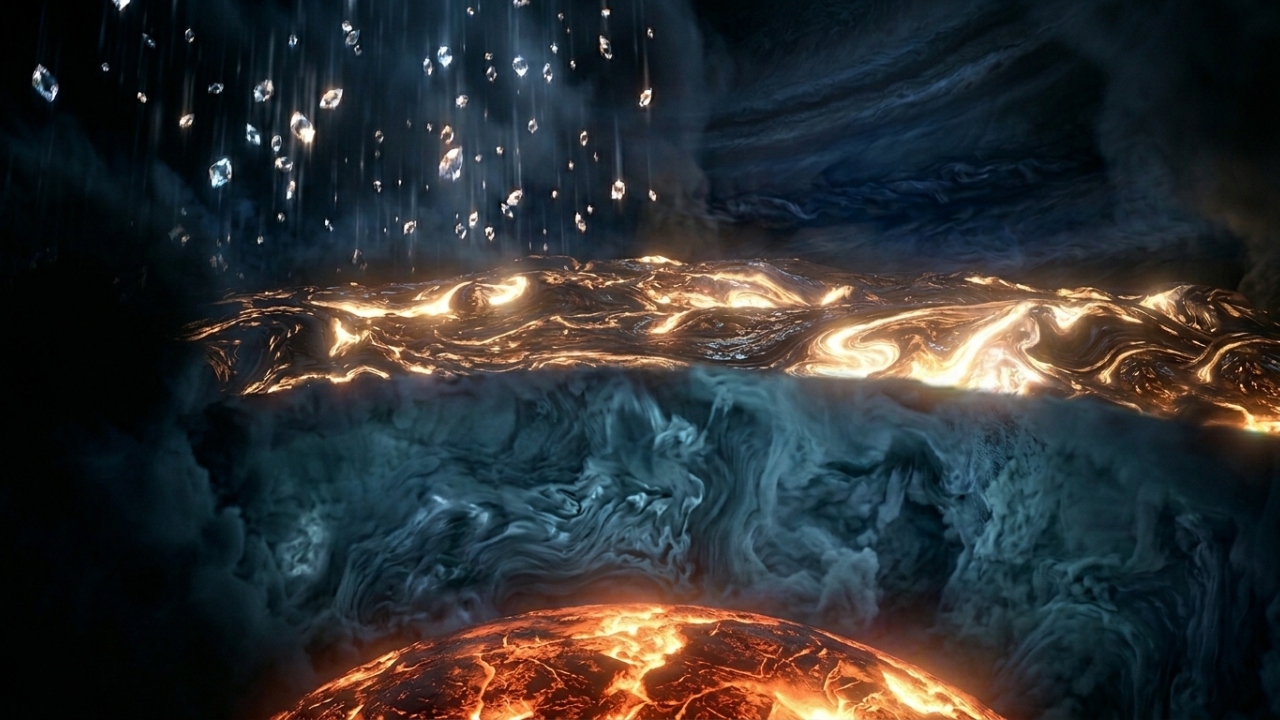 Netuno e Urano têm um oceano de diamante líquido no interior e isso explica um mistério magnético de décadas