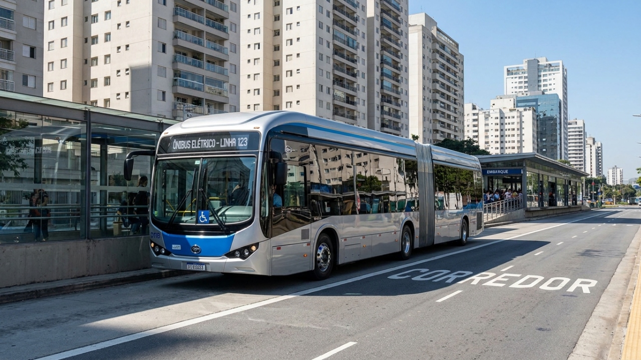 Gigante elétrico de 22 metros transporta 150 passageiros com economia de 80% e zera a poluição nos corredores urbanos