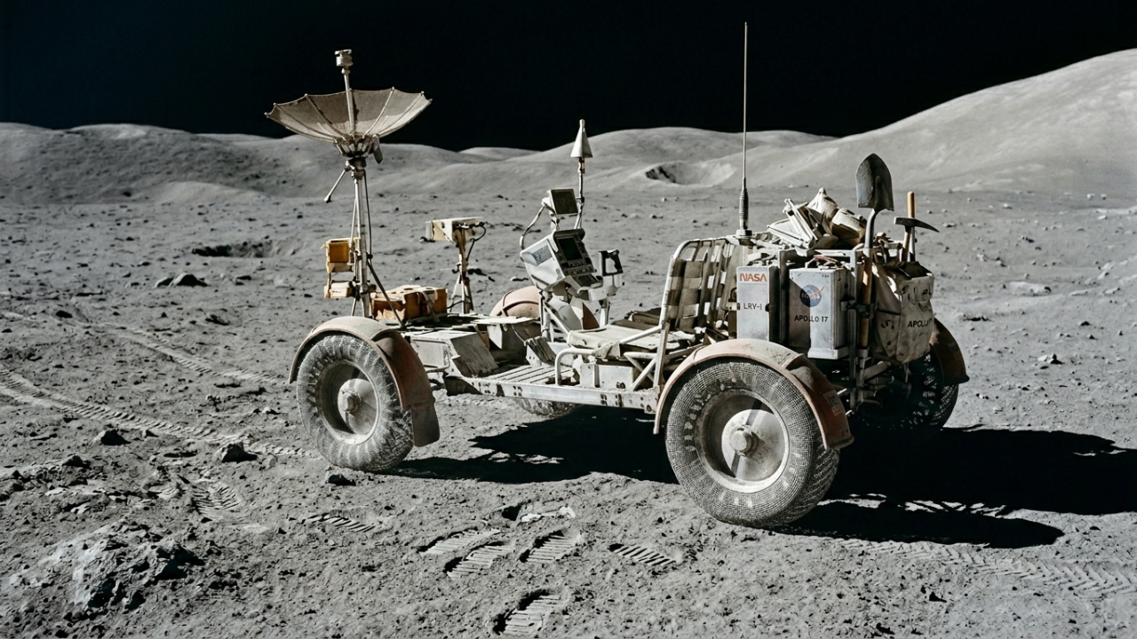 Abandonado na superfície da Lua há mais de 50 anos, o veículo de 38 milhões de dólares que serviu aos astronautas vira o monumento tecnológico mais isolado da humanidade