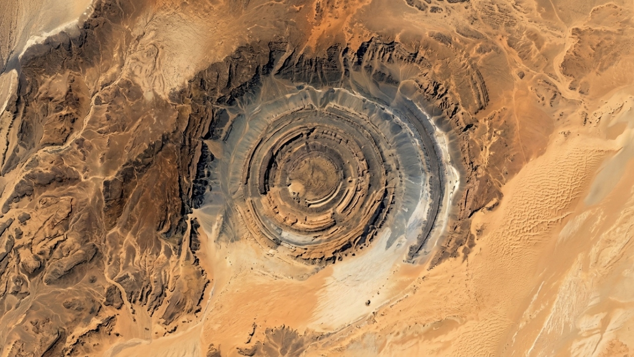 O misterioso "Olho do Saara": a colossal estrutura geológica de 50 km que serve de bússola para astronautas