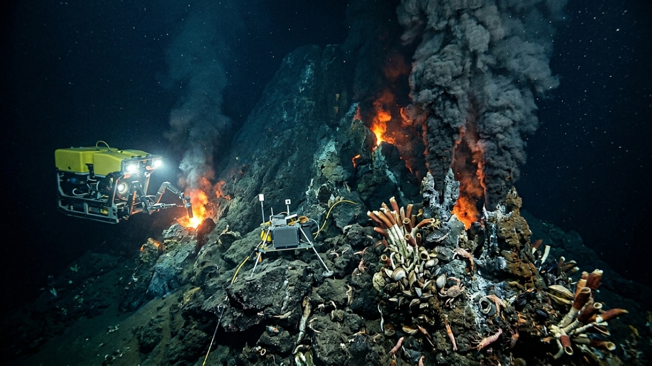 Sensores submarinos detectam vulcão ativo com 2.000 metros de altura no fundo do oceano e estudam como o calor extremo afeta as correntes marinhas globais