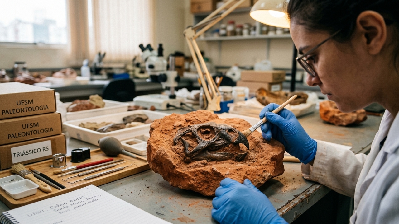 Fóssil de réptil com bico de papagaio de 230 milhões de anos é localizado por cientistas brasileiros e traz pistas inéditas sobre a evolução da vida no planeta