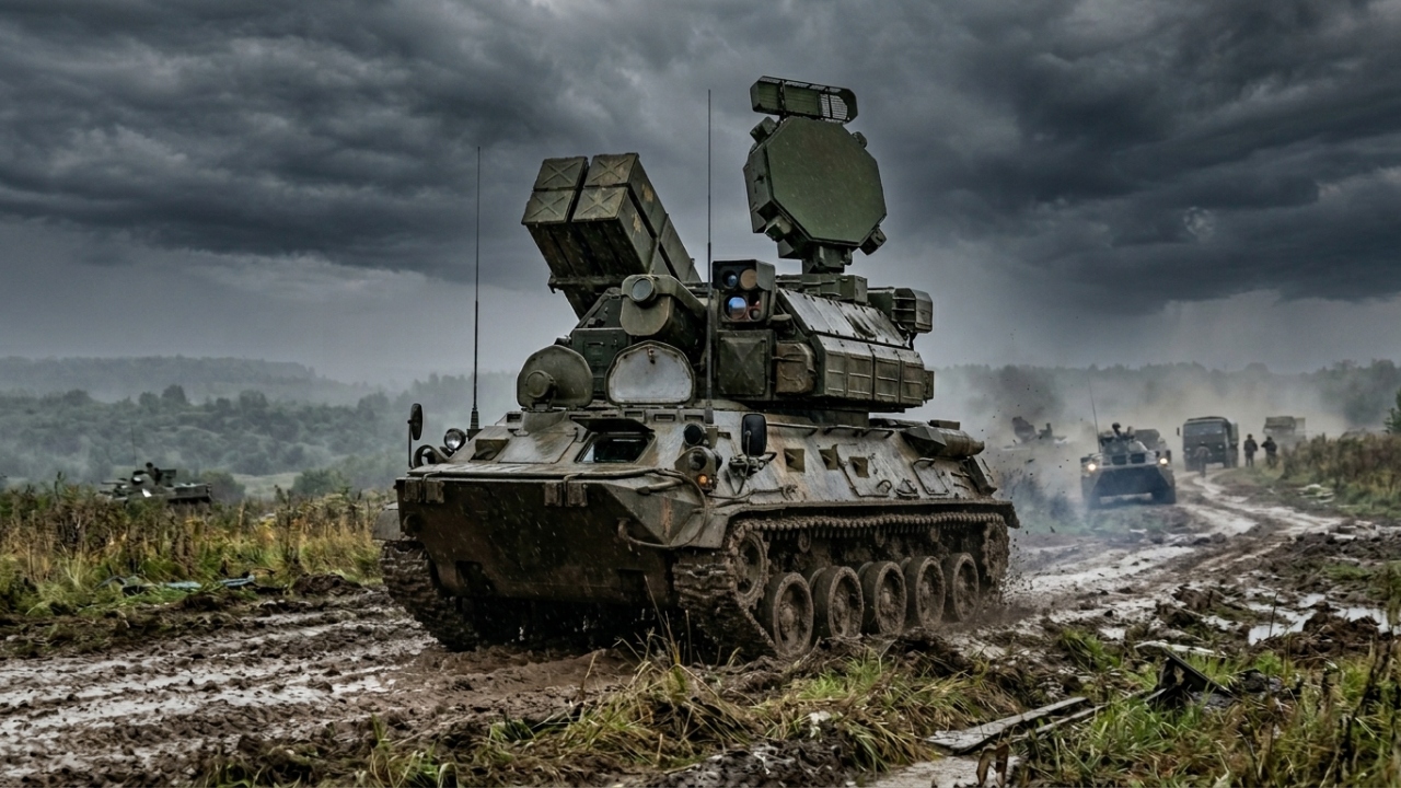 O blindado antiaéreo Tor-M2 carrega 16 mísseis letais e consegue disparar em pleno movimento contra alvos voando a centenas de quilômetros por hora para proteger tropas avançadas no campo de batalha