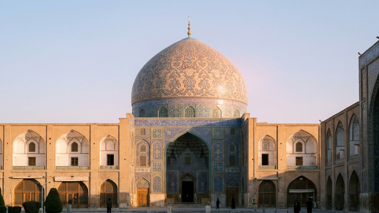 Com cúpula revestida em azulejos de 1619, a Mesquita do Sheikh Lotfollah virou o exemplo mais refinado da arquitetura persa safávida em todo o Irã
