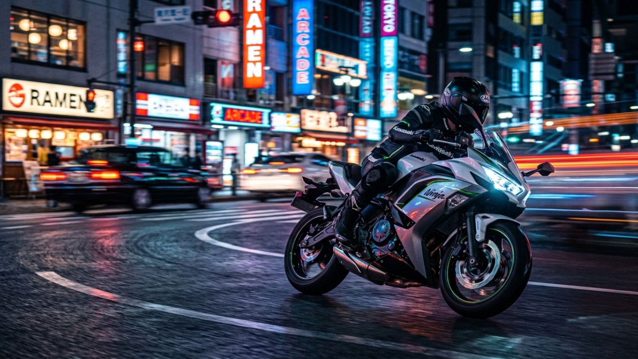 Com motor bicilíndrico de 451 cilindradas, a Kawasaki Ninja 500 surge como a moto esportiva de nova geração mais ágil para pilotos urbanos