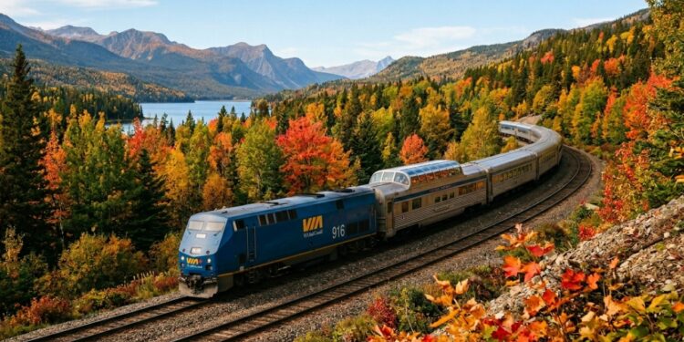 Os vagões de vidro de 360 graus da VIA Rail colocam você no meio da floresta de outono canadense em movimento