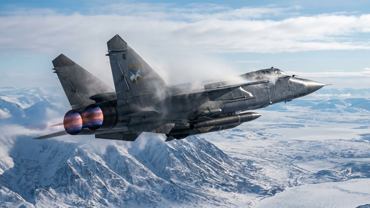 O caça supersônico MiG-31 Foxhound capaz de atingir Mach 3 continua sendo o interceptor mais rápido e letal a patrulhar as fronteiras do Ártico