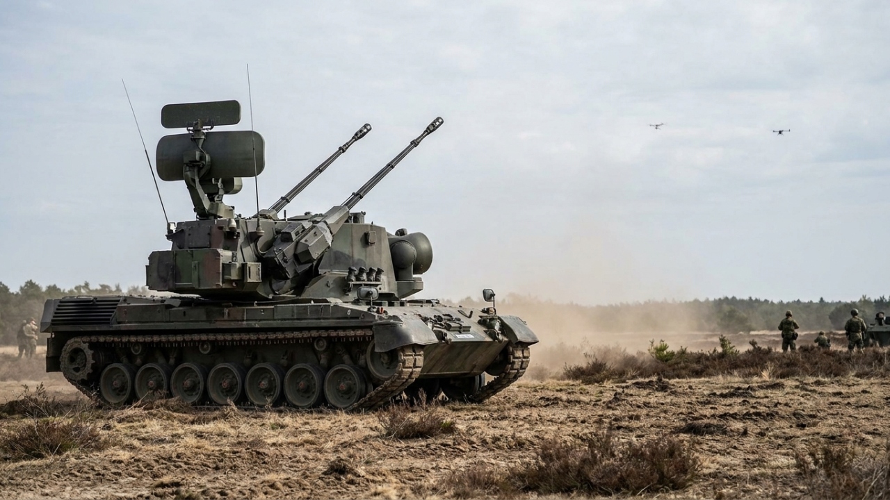 Com radares precisos e canhões duplos, o blindado Gepard demonstra excelência de engenharia contra alvos em baixa altura