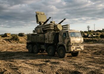 O impressionante sistema de defesa aérea russo Pantsir-S1 combina mísseis velozes e canhões duplos de 30 milímetros capazes de abater aeronaves e drones inimigos a mais de 20 quilômetros de distância