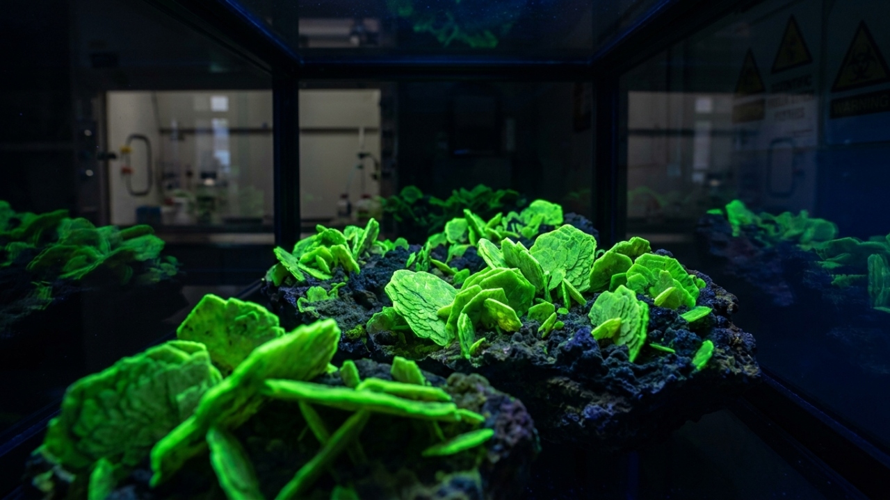 Esqueça as pedras opacas, pois este mineral fluorescente que brilha sob luz ultravioleta surge como a estrela da radioatividade