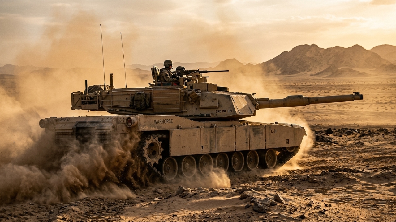 A blindagem do M1 Abrams é tão densa que projéteis inimigos saltam dela sem deixar marca nenhuma por dentro