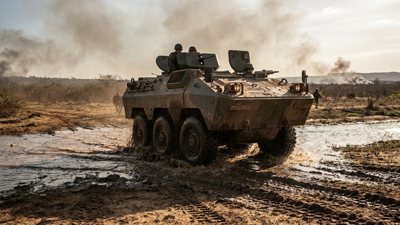 O blindado brasileiro EE-11 Urutu com capacidade para 12 soldados e tração 6x6 tornou-se um sucesso global de exportação da indústria nacional