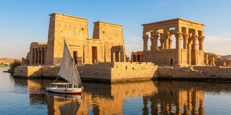 Com pilones de 18 metros de altura e reconstruído bloco por bloco nos anos 70, o Templo de Philae virou a joia sagrada do Egito sobre o Nilo