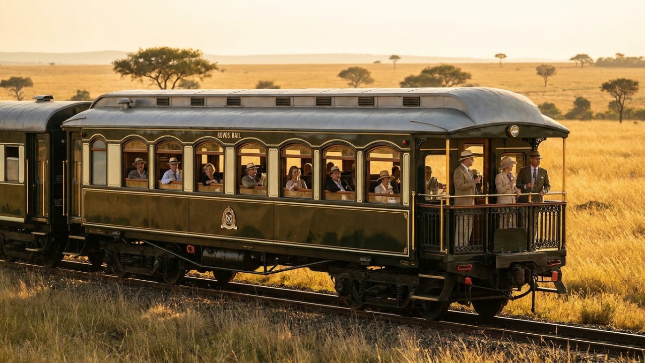 O palácio rolante africano que percorre 1600 quilômetros de savana oferecendo suítes reais com banheiras vitorianas a bordo