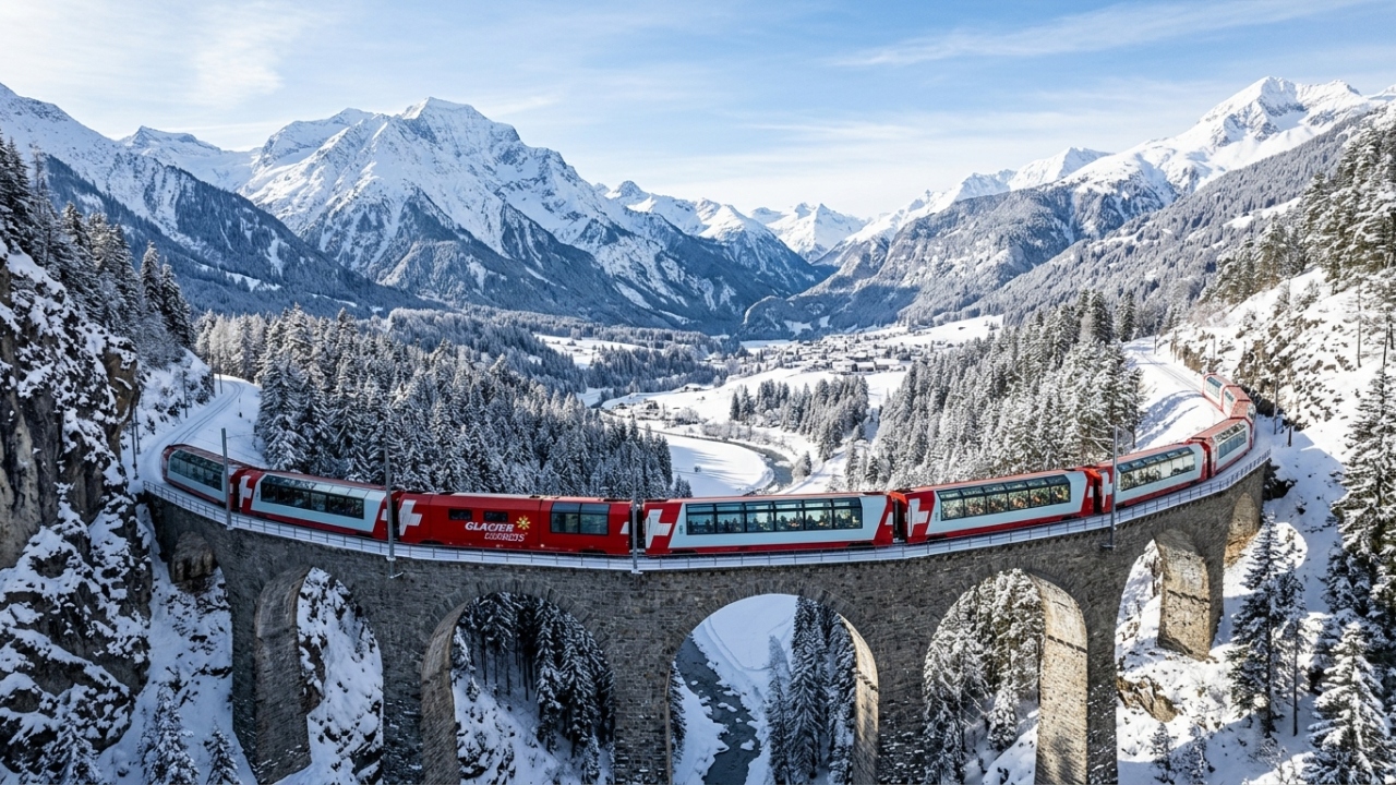 O trem mais lento do mundo atravessa 91 túneis, 291 pontes nos Alpes e virou sonho de consumo global