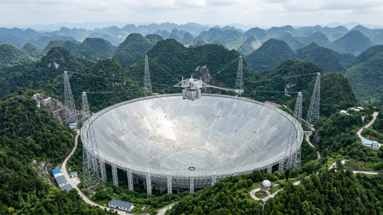 O gigantesco "Olho da Terra" de 500 metros construído dentro de uma cratera natural para caçar sinais no espaço