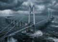 Ponte mais longa do mundo na China utiliza sistema de inteligência artificial com mil sensores para ajustar a estrutura automaticamente contra tufões