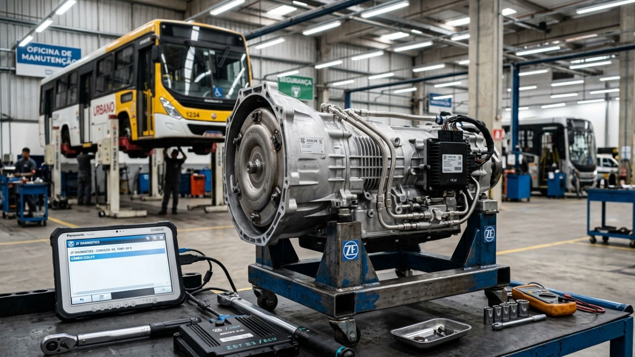 Transmissão automática de seis marchas com gerenciamento eletrônico de torque evita o desgaste prematuro do motor e reduz drasticamente o cansaço físico do motorista profissional