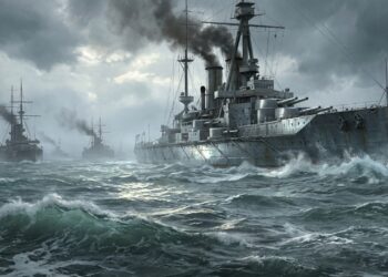 O encouraçado britânico HMS Dreadnought revolucionou a guerra naval em 1906 ao ser o primeiro navio movido a turbinas a vapor e com canhões de grande calibre