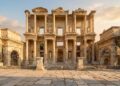 Com colunas de mármore de 110 d.C. e 12 mil rolos antigos, a biblioteca romana surge como a terceira maior do mundo antigo e um marco em Éfeso