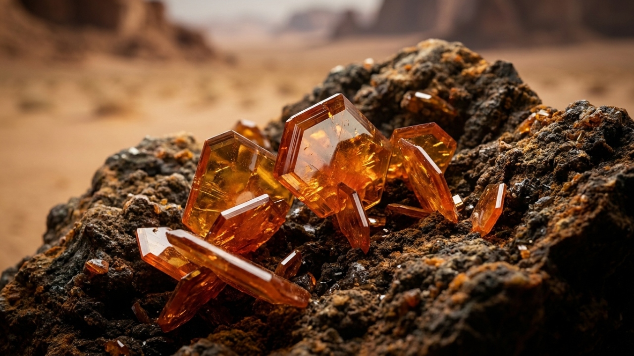 Esqueça o rubi, pois este cristal laranja de chumbo surge como um ícone da geologia, sendo a obra-prima do deserto
