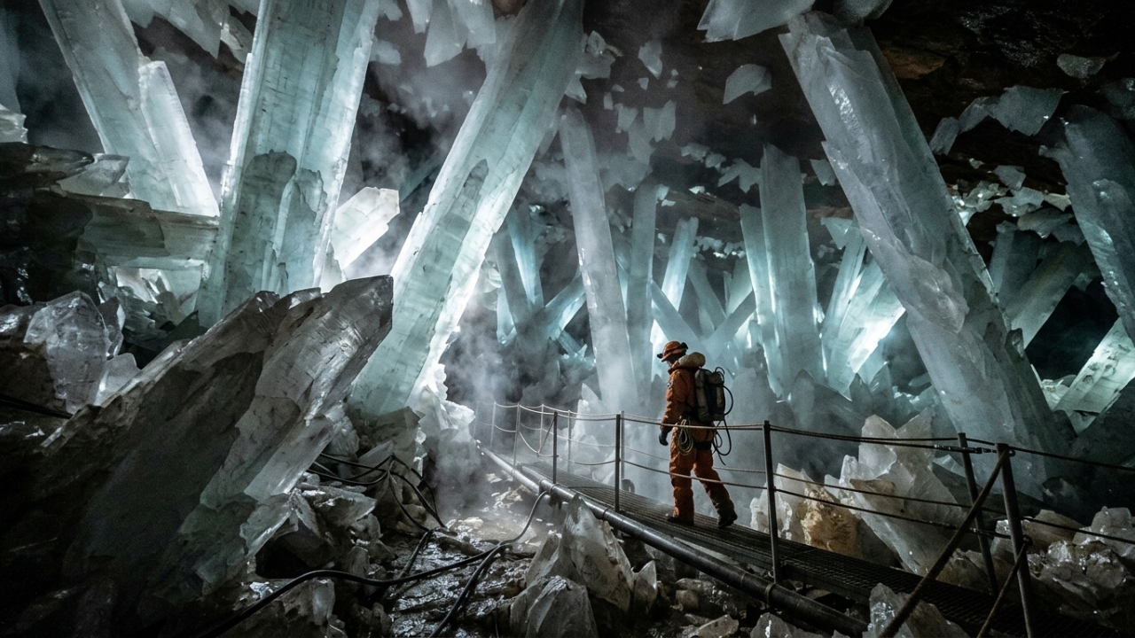 A misteriosa caverna de cristais gigantes no México onde humanos só sobrevivem por 10 minutos
