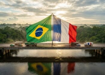 A ponte amazônica onde o asfalto cruza a selva e uma viagem de 5 minutos separa o Brasil da União Europeia