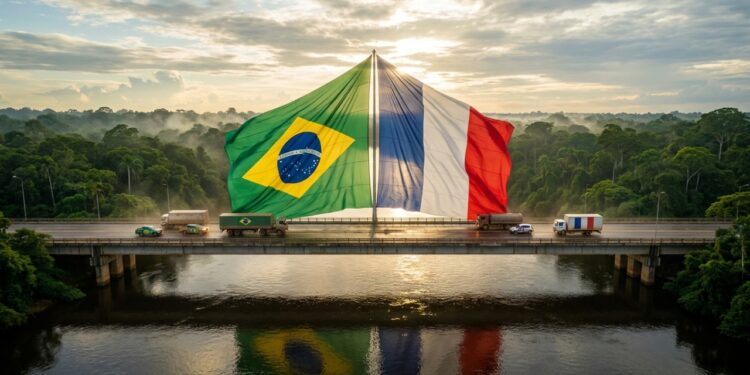 A ponte amazônica onde o asfalto cruza a selva e uma viagem de 5 minutos separa o Brasil da União Europeia