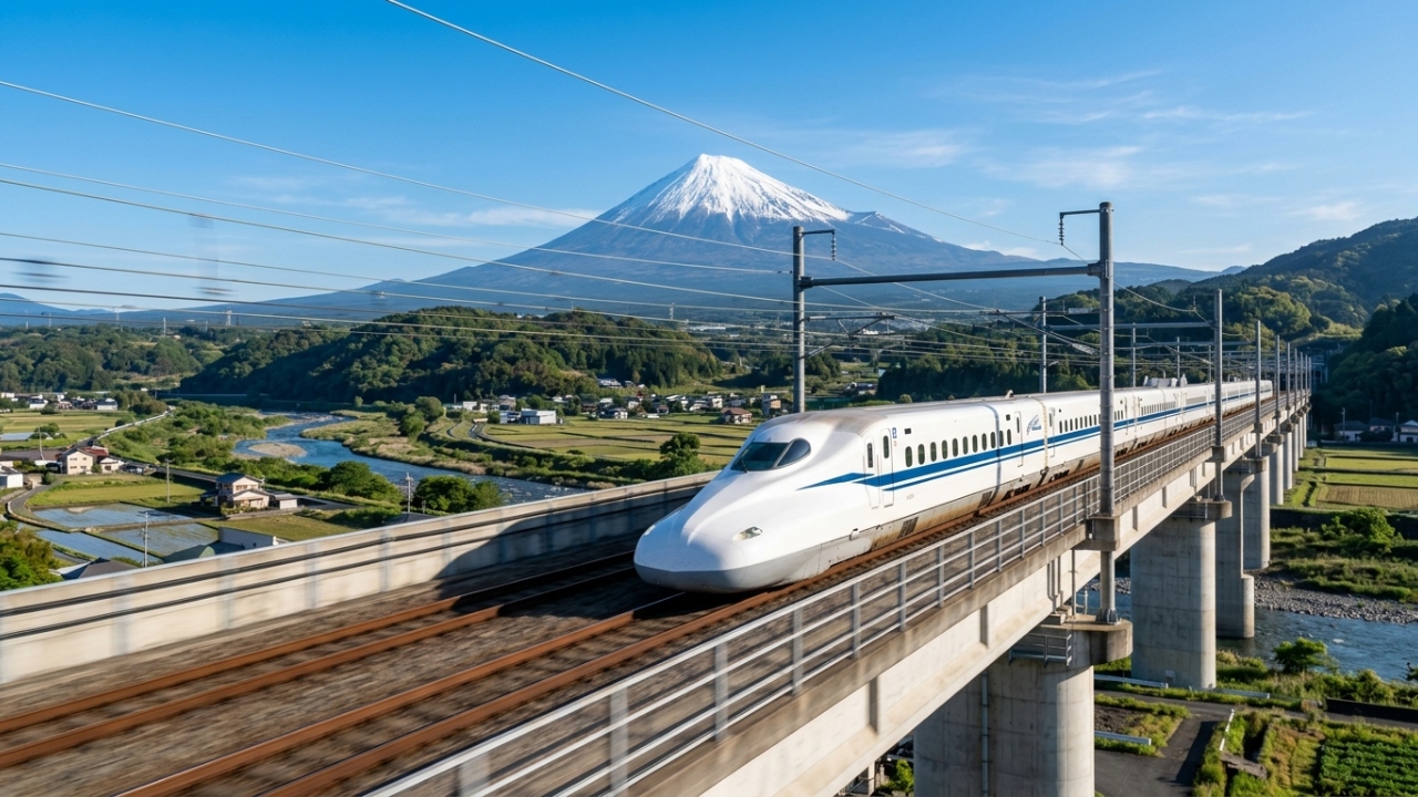 Trem bala asiático de 320 quilômetros por hora que transporta mais de 400 mil passageiros por dia com uma margem de atraso anual de apenas 54 segundos