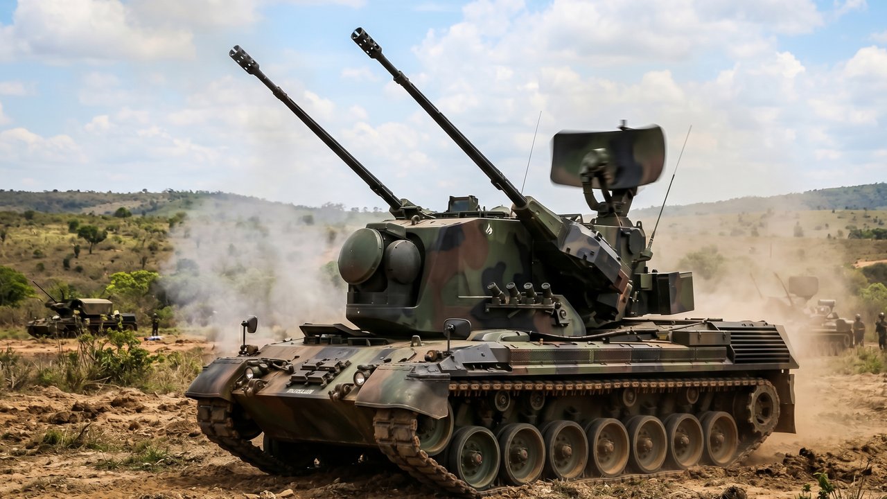 Com radares precisos e canhões duplos, o blindado Gepard demonstra excelência de engenharia contra alvos em baixa altura