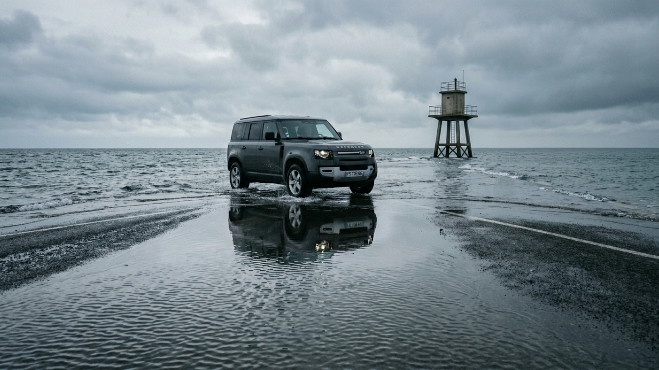 Todos que tentam atravessar essa estrada de 4 quilômetros na França correm contra o tempo antes que o mar engula o asfalto