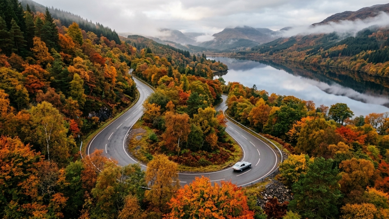 Estrada na Escócia ganha fama por suas curvas a 240 metros de altitude, pois o trajeto de 1885 atravessa florestas densas e lagos nas Terras Altas