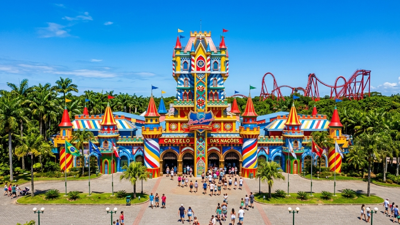 Com uma área de 14 milhões de m² e mais de 100 atrações, o parque de 1991 em Penha tornou-se o maior centro de lazer de toda a América Latina