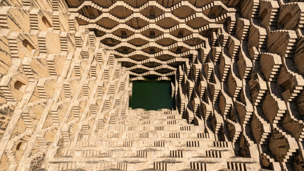 Este labirinto de água com 3.500 degraus perfeitamente simétricos e 13 andares de profundidade na Índia é considerado uma das obras de engenharia mais lindas do planeta