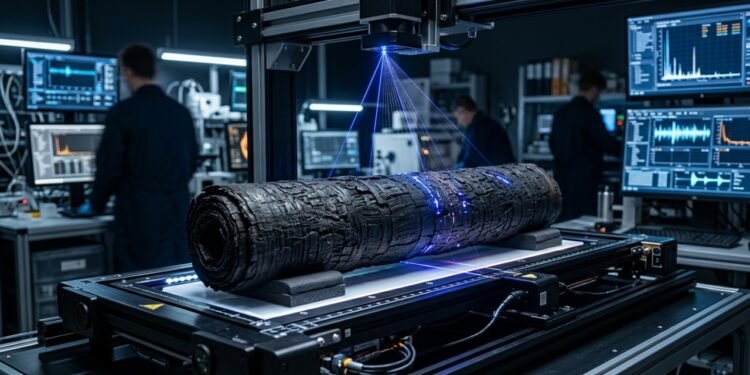 Com o uso de inteligência artificial e raios-x, cientistas conseguem ler rolos de pergaminhos carbonizados há 2 mil anos que foram encontrados nas ruínas de uma biblioteca romana